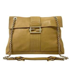 FENDI Cream Leather Shoulder Bag